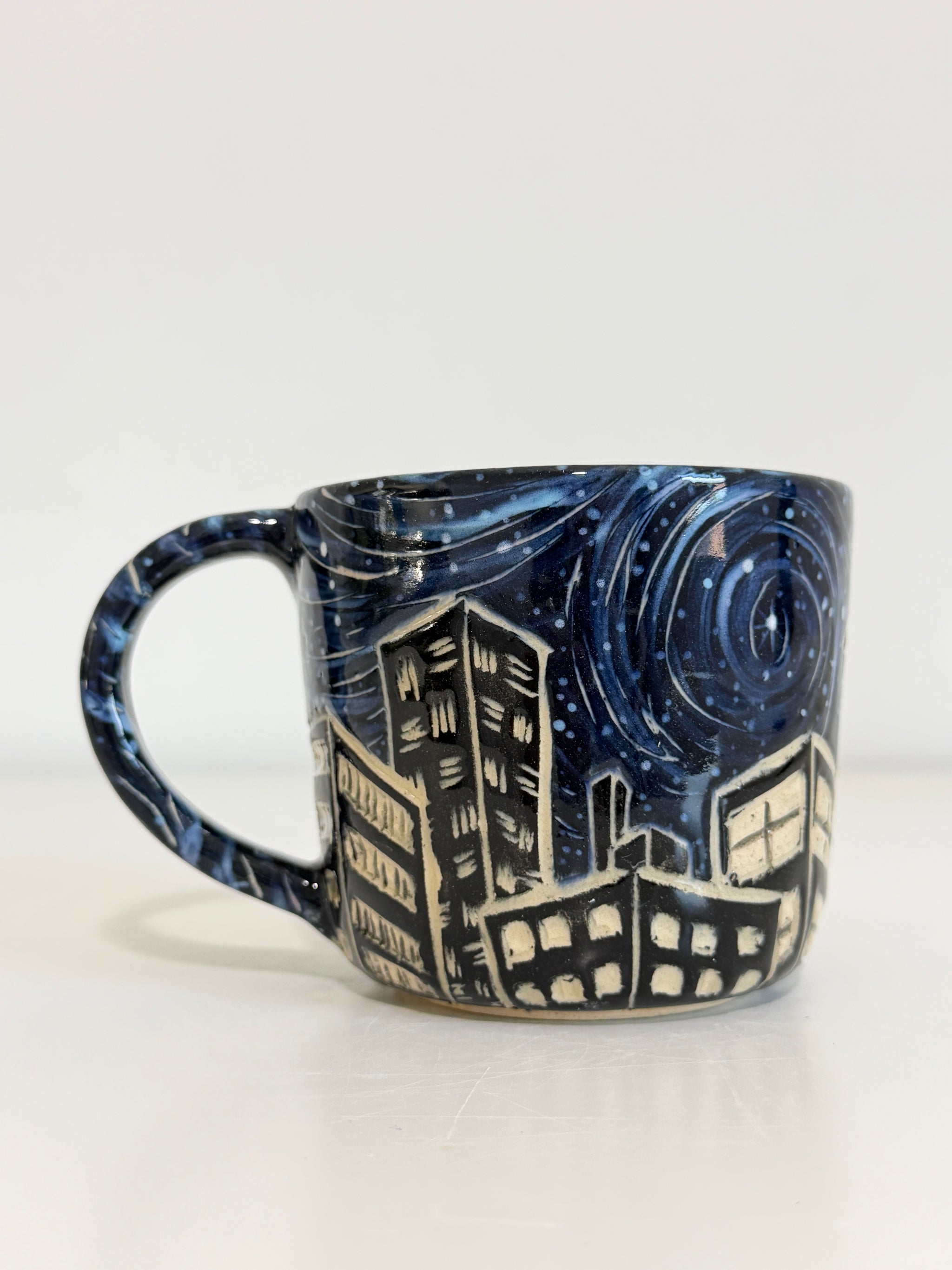 Starry Night Mug with Blue inside blue black - 12 Oz.