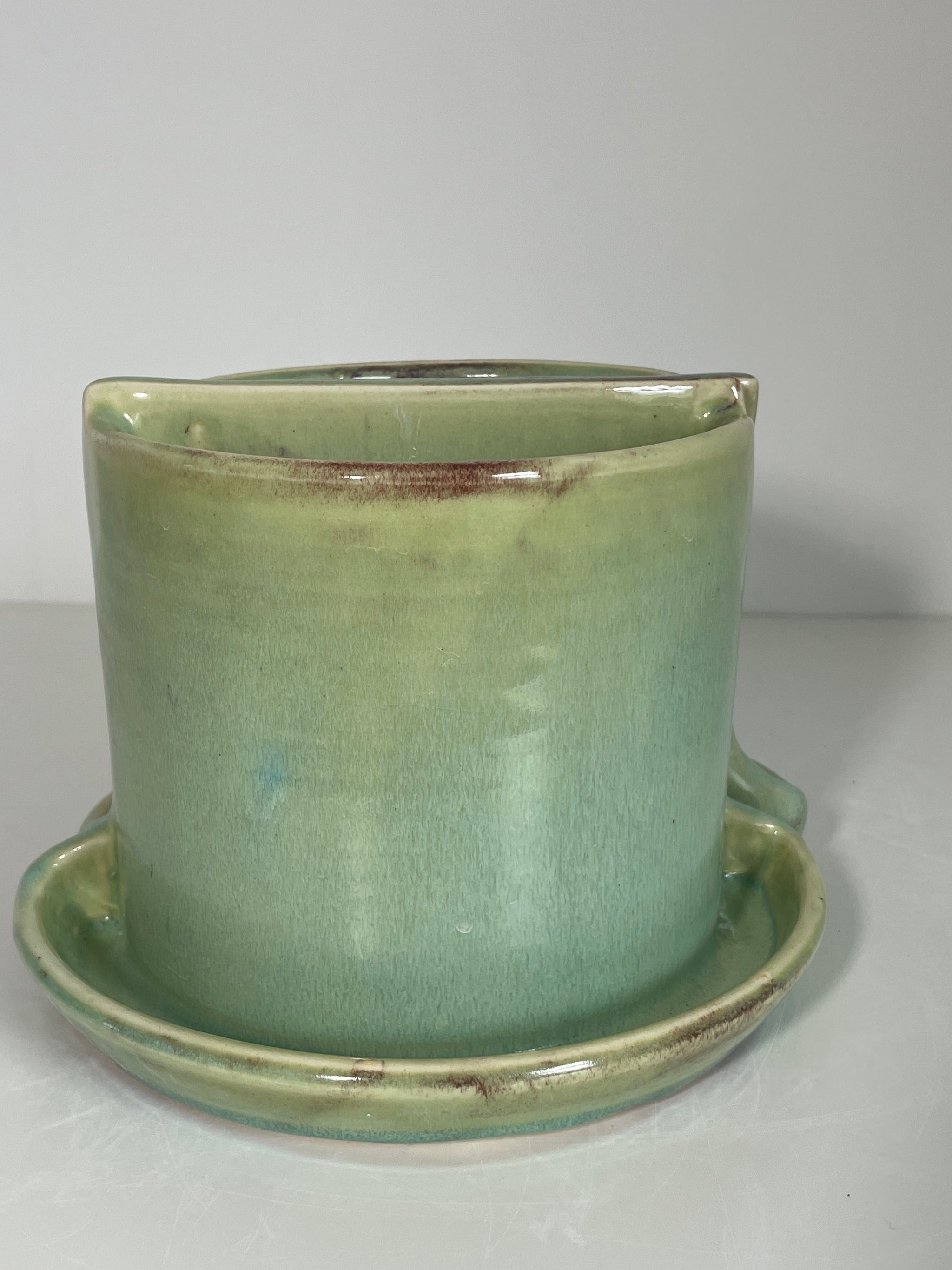 6" Plant Shelfie Bookends Spiderwort glaze