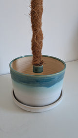 8" Pole Dancing Planter Turquoise and White
