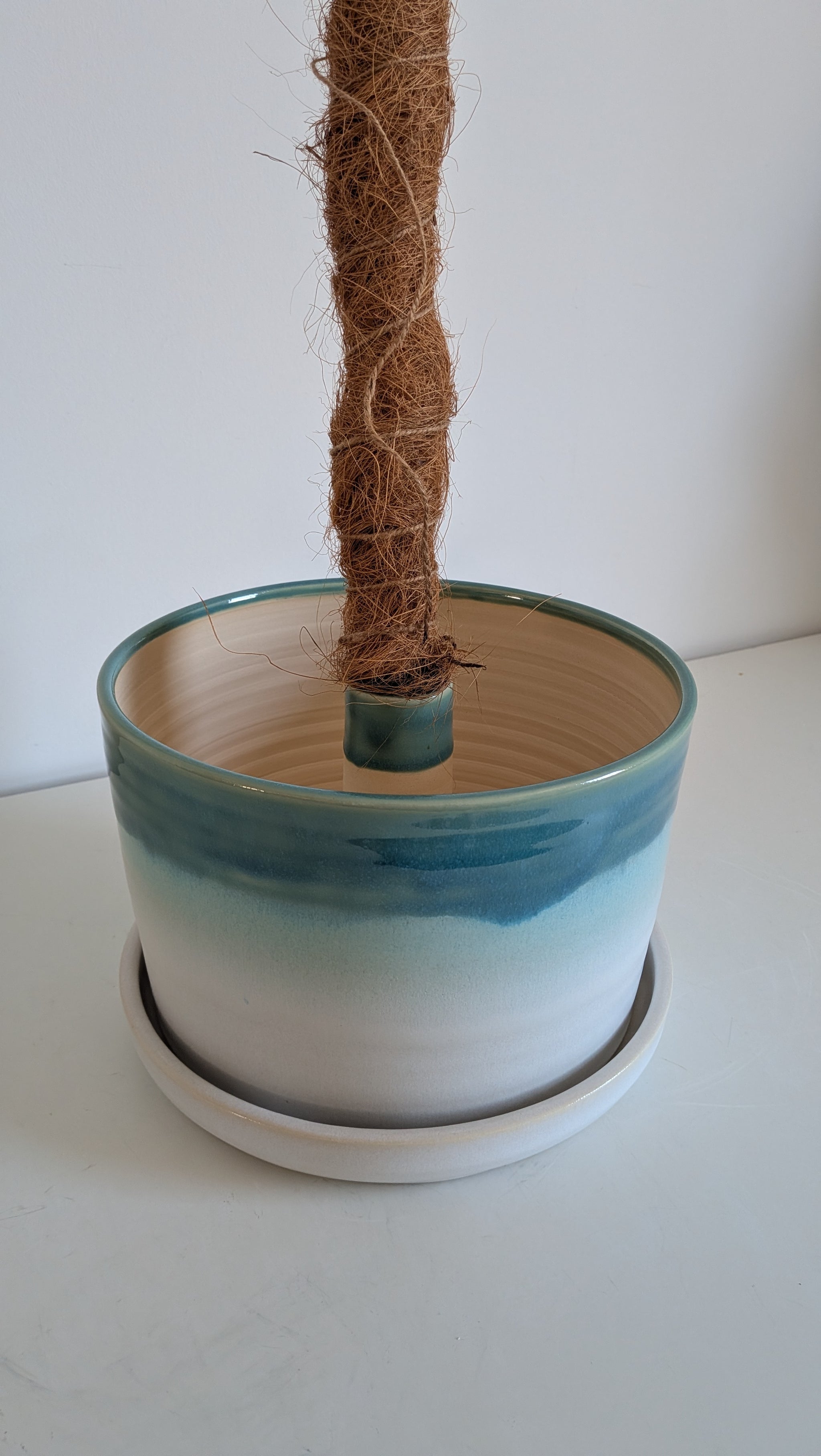 8" Pole Dancing Planter Turquoise and White